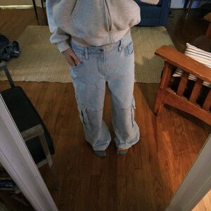 Altar’d State cool girl pinstriped wide leg jeans